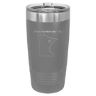 Laser etched dark gray 20 oz vacuum insulated tumbler with 'Minnesota Heart' design