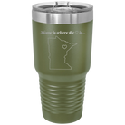 Laser etched olive green 30 oz vacuum insulated tumbler with 'Minnesota Heart' design