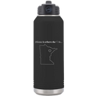 Laser etched black 32 oz vacuum insulated water bottle with 'Minnesota Heart' design