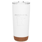 Laser etched white 20 oz vacuum insulated tumbler with 'Minnesota Heart' design