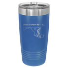 Laser etched royal blue 20 oz vacuum insulated tumbler with 'Maryland Heart' design