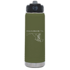 Laser etched olive green 20 oz vacuum insulated water bottle with 'Maryland Heart' design