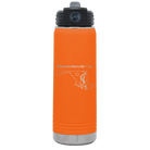 Laser etched orange 20 oz vacuum insulated water bottle with 'Maryland Heart' design