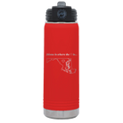 Laser etched red 20 oz vacuum insulated water bottle with 'Maryland Heart' design