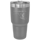 Laser etched dark gray 30 oz vacuum insulated tumbler with 'Maryland Heart' design