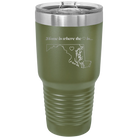 Laser etched olive green 30 oz vacuum insulated tumbler with 'Maryland Heart' design
