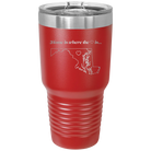 Laser etched red 30 oz vacuum insulated tumbler with 'Maryland Heart' design