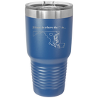Laser etched royal blue 30 oz vacuum insulated tumbler with 'Maryland Heart' design
