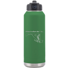 Laser etched green 32 oz vacuum insulated water bottle with 'Maryland Heart' design