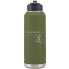 Laser etched olive green 32 oz vacuum insulated water bottle with 'Maryland Heart' design