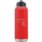 Laser etched red 32 oz vacuum insulated water bottle with 'Maryland Heart' design