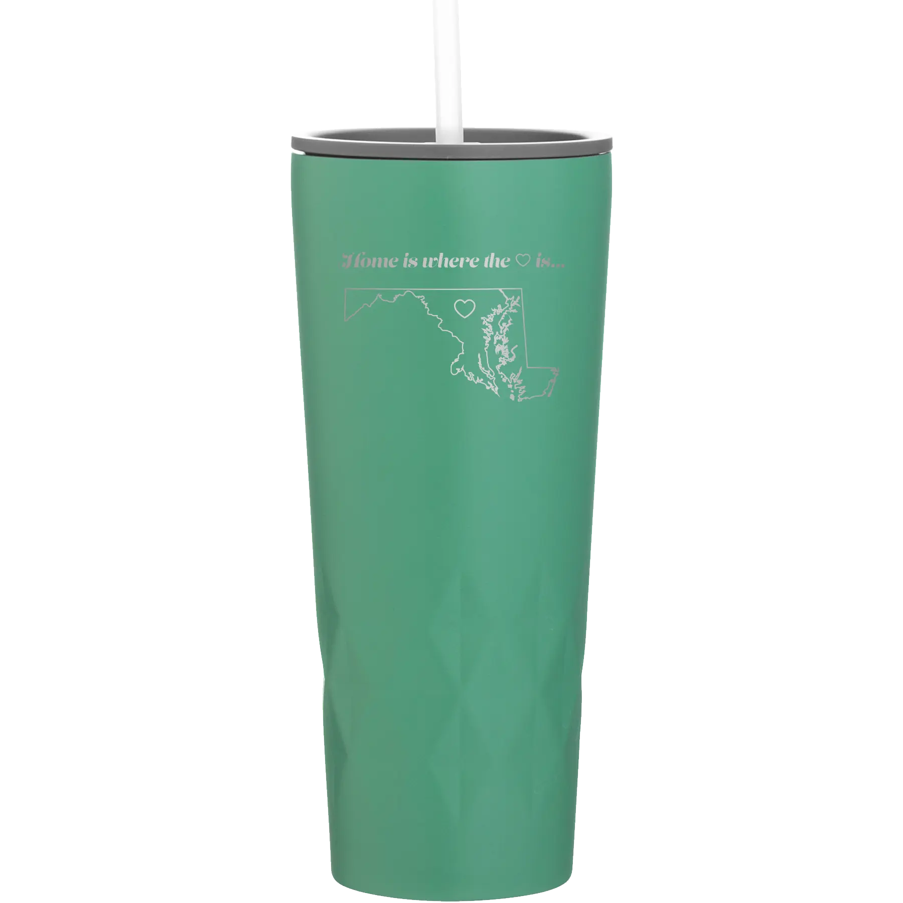 Laser etched forage 20 oz vacuum insulated tumbler with 'Maryland Heart' design