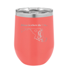Laser etched coral 12 oz vacuum insulated wine cup with 'Maryland Heart' design