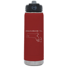 Laser etched maroon 20 oz vacuum insulated water bottle with 'Massachusetts Heart' design