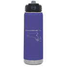 Laser etched purple 20 oz vacuum insulated water bottle with 'Massachusetts Heart' design