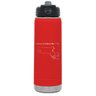 Laser etched red 20 oz vacuum insulated water bottle with 'Massachusetts Heart' design