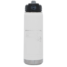 Laser etched white 20 oz vacuum insulated water bottle with 'Massachusetts Heart' design