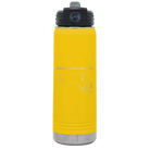 Laser etched yellow 20 oz vacuum insulated water bottle with 'Massachusetts Heart' design