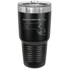 Laser etched black 30 oz vacuum insulated tumbler with 'Massachusetts Heart' design