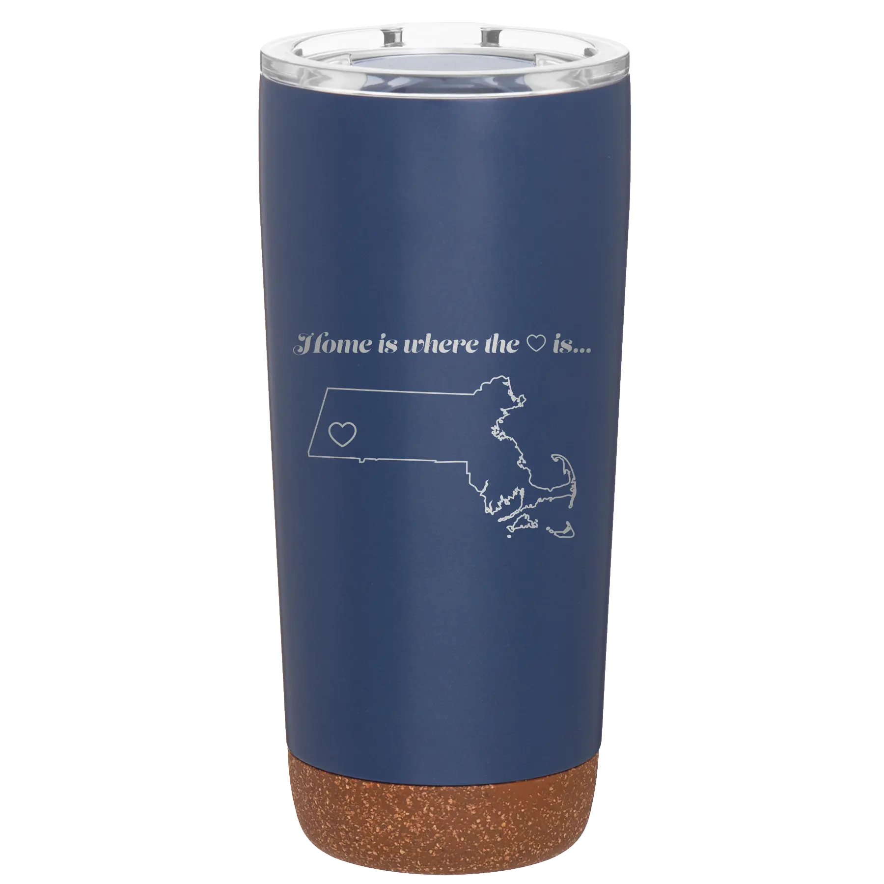 Laser etched constellation 20 oz vacuum insulated tumbler with 'Massachusetts Heart' design