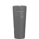 Laser etched slate 20 oz vacuum insulated tumbler with 'Massachusetts Heart' design