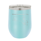 Laser etched light blue 12 oz vacuum insulated wine cup with 'Massachusetts Heart' design