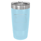 Laser etched light blue 20 oz vacuum insulated tumbler with 'Kansas Heart' design