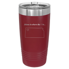 Laser etched maroon 20 oz vacuum insulated tumbler with 'Kansas Heart' design