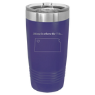 Laser etched purple 20 oz vacuum insulated tumbler with 'Kansas Heart' design