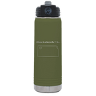 Laser etched olive green 20 oz vacuum insulated water bottle with 'Kansas Heart' design