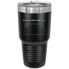 Laser etched black 30 oz vacuum insulated tumbler with 'Kansas Heart' design