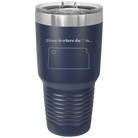 Laser etched navy 30 oz vacuum insulated tumbler with 'Kansas Heart' design