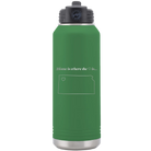 Laser etched green 32 oz vacuum insulated water bottle with 'Kansas Heart' design