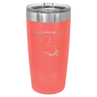 Laser etched coral 20 oz vacuum insulated tumbler with 'Louisiana Heart' design