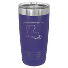 Laser etched purple 20 oz vacuum insulated tumbler with 'Louisiana Heart' design