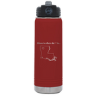 Laser etched maroon 20 oz vacuum insulated water bottle with 'Louisiana Heart' design