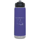 Laser etched purple 20 oz vacuum insulated water bottle with 'Louisiana Heart' design