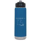 Laser etched royal blue 20 oz vacuum insulated water bottle with 'Louisiana Heart' design