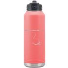 Laser etched coral 32 oz vacuum insulated water bottle with 'Louisiana Heart' design