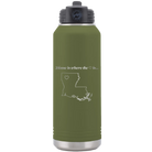 Laser etched olive green 32 oz vacuum insulated water bottle with 'Louisiana Heart' design