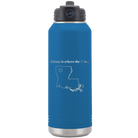 Laser etched royal blue 32 oz vacuum insulated water bottle with 'Louisiana Heart' design