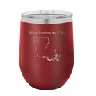 Laser etched maroon 12 oz vacuum insulated wine cup with 'Louisiana Heart' design