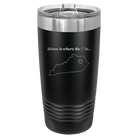 Laser etched black 20 oz vacuum insulated tumbler with 'Kentucky Heart' design