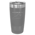 Laser etched dark gray 20 oz vacuum insulated tumbler with 'Kentucky Heart' design