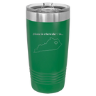 Laser etched green 20 oz vacuum insulated tumbler with 'Kentucky Heart' design
