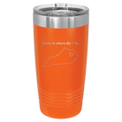 Laser etched orange 20 oz vacuum insulated tumbler with 'Kentucky Heart' design