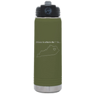 Laser etched olive green 20 oz vacuum insulated water bottle with 'Kentucky Heart' design