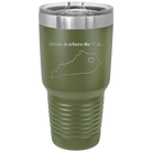 Laser etched olive green 30 oz vacuum insulated tumbler with 'Kentucky Heart' design