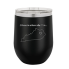 Laser etched black 12 oz vacuum insulated wine cup with 'Kentucky Heart' design