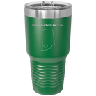 Laser etched green 30 oz vacuum insulated tumbler with 'Indiana Heart' design